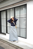 切りっぱなしDENIMロングスカート　BLUE