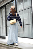 切りっぱなしDENIMロングスカート　BLUE
