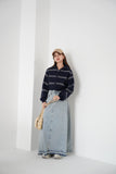 切りっぱなしDENIMロングスカート　BLUE