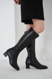 フェイクレザーロングブーツ BLACK