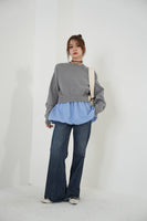 ニットドッキングバルーントップス　GRAY