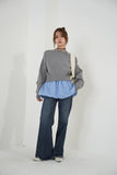 ニットドッキングバルーントップス　GRAY