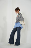 ニットドッキングバルーントップス　GRAY