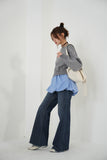 ニットドッキングバルーントップス　GRAY