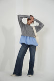 ニットドッキングバルーントップス　GRAY