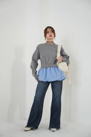 ニットドッキングバルーントップス　GRAY