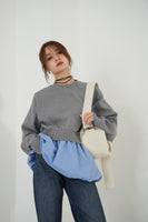 ニットドッキングバルーントップス　GRAY