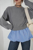 ニットドッキングバルーントップス　GRAY