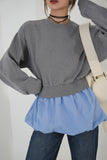 ニットドッキングバルーントップス　GRAY
