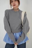 ニットドッキングバルーントップス　GRAY