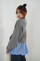 ニットドッキングバルーントップス　GRAY