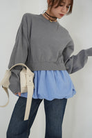 ニットドッキングバルーントップス　GRAY