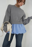 ニットドッキングバルーントップス　GRAY