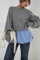 ニットドッキングバルーントップス　GRAY