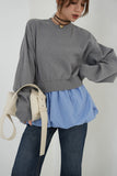 ニットドッキングバルーントップス　GRAY