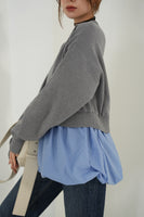 ニットドッキングバルーントップス　GRAY