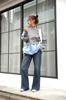 ニットドッキングバルーントップス　GRAY