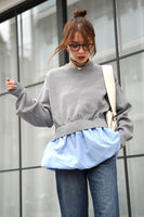ニットドッキングバルーントップス　GRAY