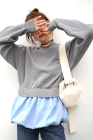ニットドッキングバルーントップス　GRAY