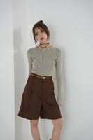 フェイクスエードショートパンツ　BROWN