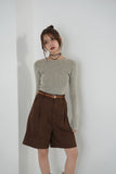 フェイクスエードショートパンツ　BROWN