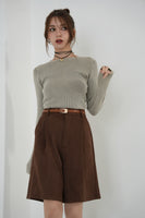 フェイクスエードショートパンツ　BROWN