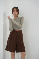 フェイクスエードショートパンツ　BROWN