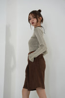 フェイクスエードショートパンツ　BROWN