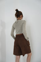 フェイクスエードショートパンツ　BROWN