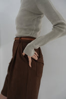 フェイクスエードショートパンツ　BROWN