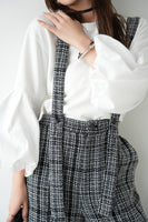 チェックツイードワイドパンツ　BLACK