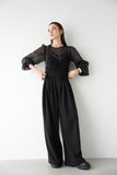 シアーブラウス×シャギービスチェセット　BLACK