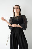 ピンタックワイドパンツ　BLACK