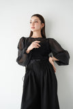 ピンタックワイドパンツ　BLACK