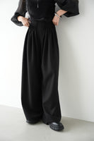 ピンタックワイドパンツ　BLACK