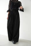 ピンタックワイドパンツ　BLACK