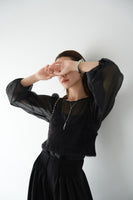 シアーブラウス×シャギービスチェセット　BLACK