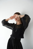 シアーブラウス×シャギービスチェセット　BLACK