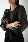 シアーブラウス×シャギービスチェセット　BLACK