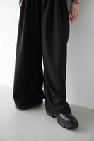ピンタックワイドパンツ　BLACK