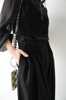 ピンタックワイドパンツ　BLACK
