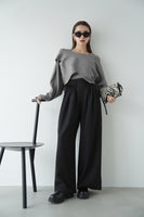 ピンタックワイドパンツ　BLACK