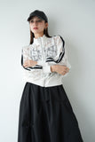 レース袖ラインブルゾン　WHITE