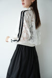 レース袖ラインブルゾン　WHITE