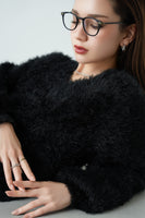 フェザーニットトップス　BLACK