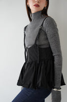 【SET】タフタバルーンビスチェ（BLACK）×裾スリット入りタイトストレートデニム