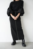 フロントZIPニットスカート Black