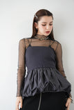 【SET】ドッキングバルーンビスチェ（charcoal）×フロントZIPニットスカート (BLACK)