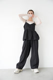 デニムタックワイドパンツ　BLACK