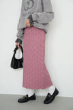 スモッキングミドル丈ニットスカート　PINK
